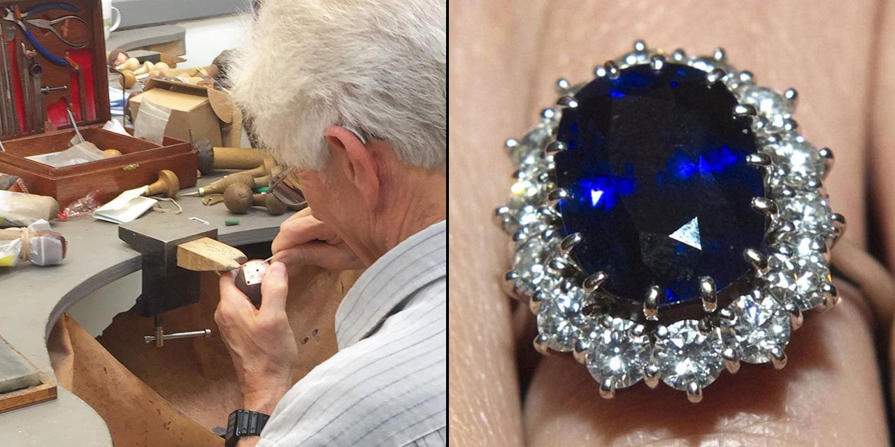 Princess Diana engagement ring Original stone setter of princess diana diamond and sapphire engagement ring