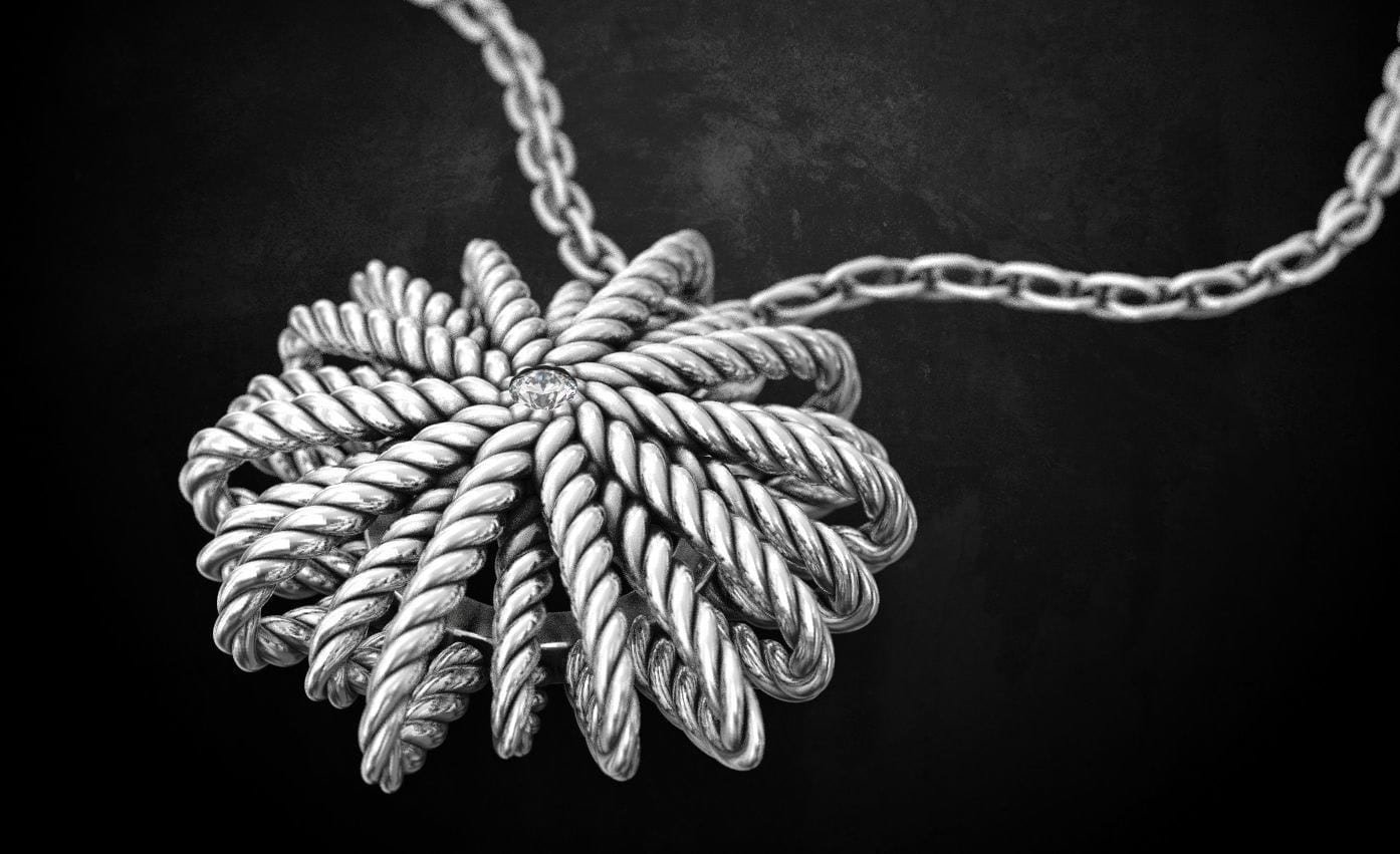 bespoke silver rope pendant