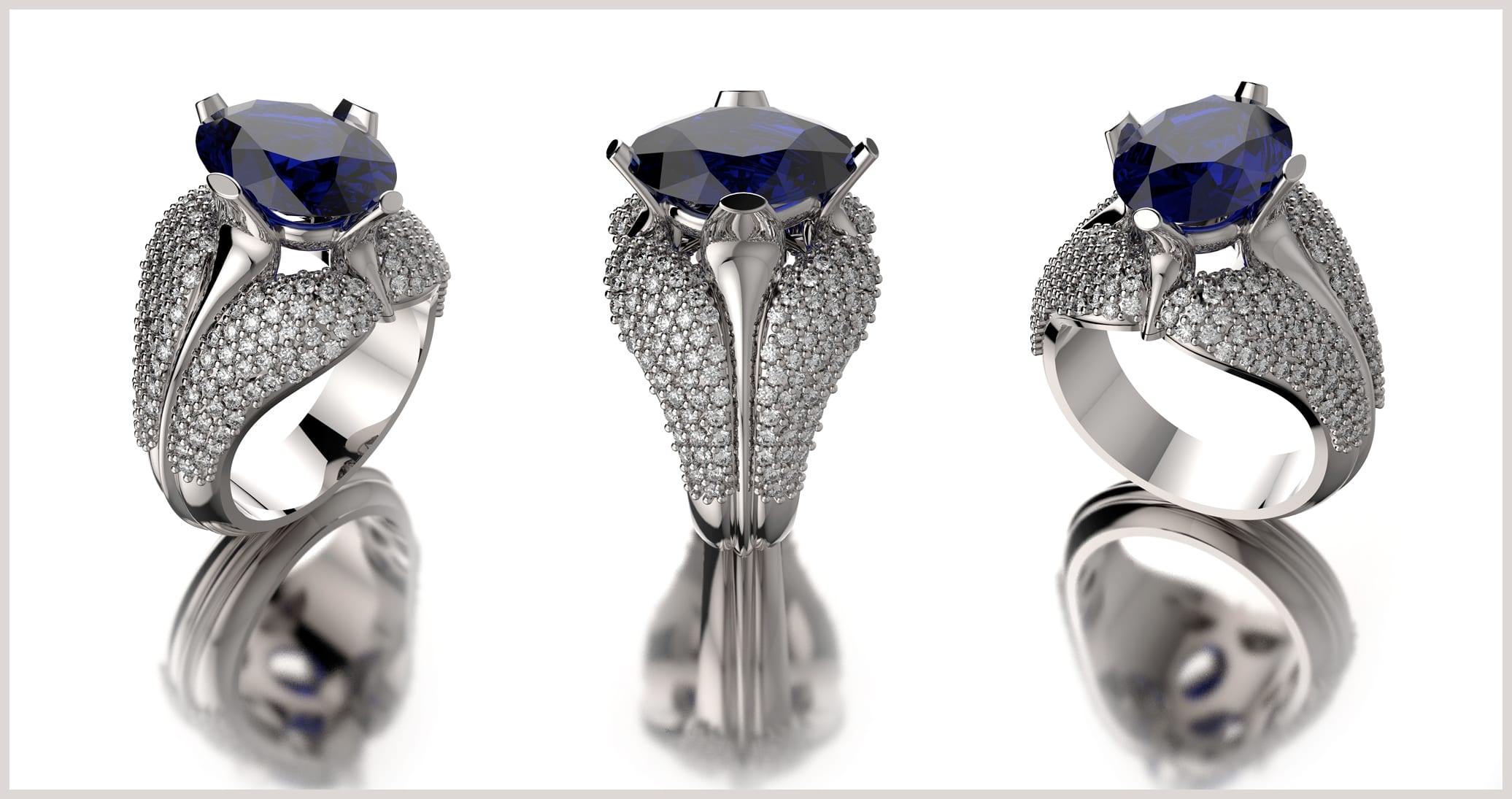 vintage diamond and sapphire statement ring